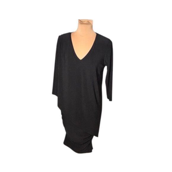 Last Tango Dresses & Skirts - Last Tango Black Ruched Tunic Dress V-Neck Made USA Minimalist Size XS